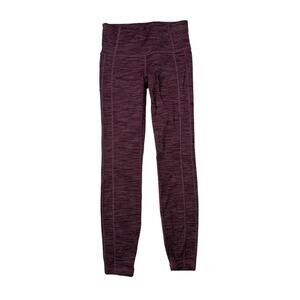 Athleta Power Up High Rise 7/8 Length Leggings Striped Purple Maroon XS